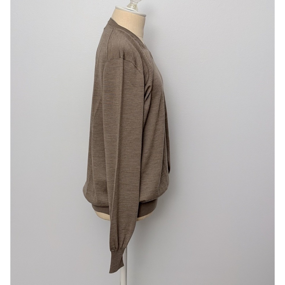 Brunello Cucinelli Cashmere Wool Blend V Neck Beige Brown Sweater Men's Large/52 - Picture 12 of 14